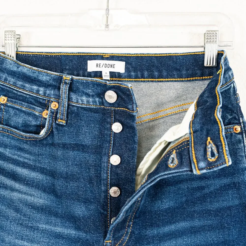 RE/DONE 70s Ultra High Rise Wide Leg Denim Jeans blue wash size 26